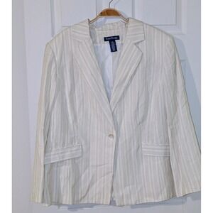 Evan-Picone‎ Striped Linen Blend Blazer Career Office Jacket Size 20W NWT